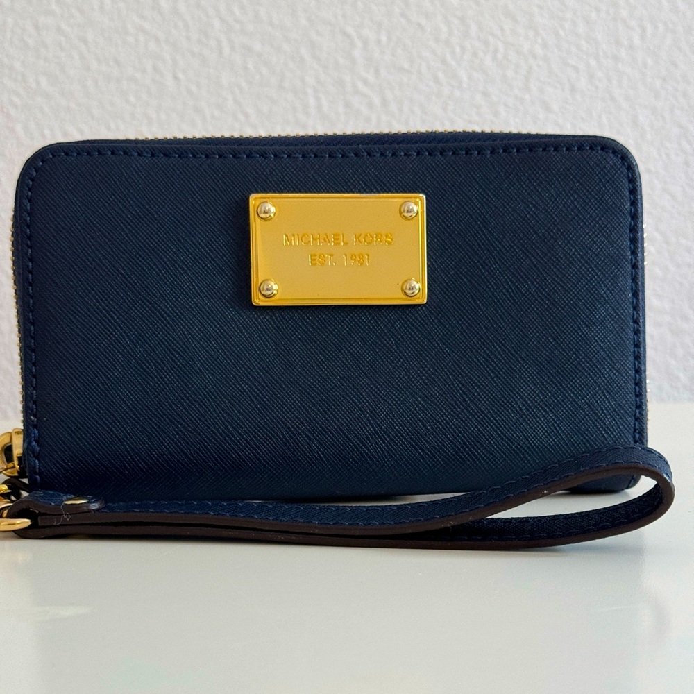 Michael Kors Saffiano Leather Zip Around Wallet Wristlet